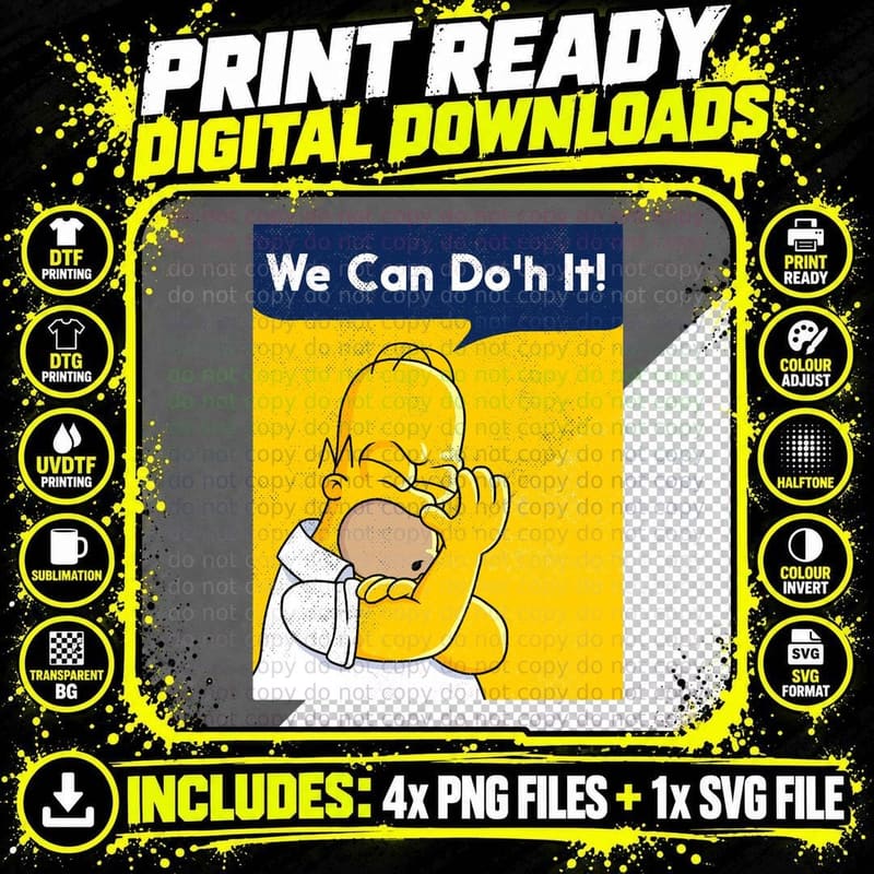 We Can Do'h It T-Shirt Png SVG Digital Bundle
