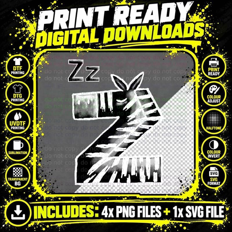 Z for Zleeping Zebra T-Shirt Png SVG Digital Bundle