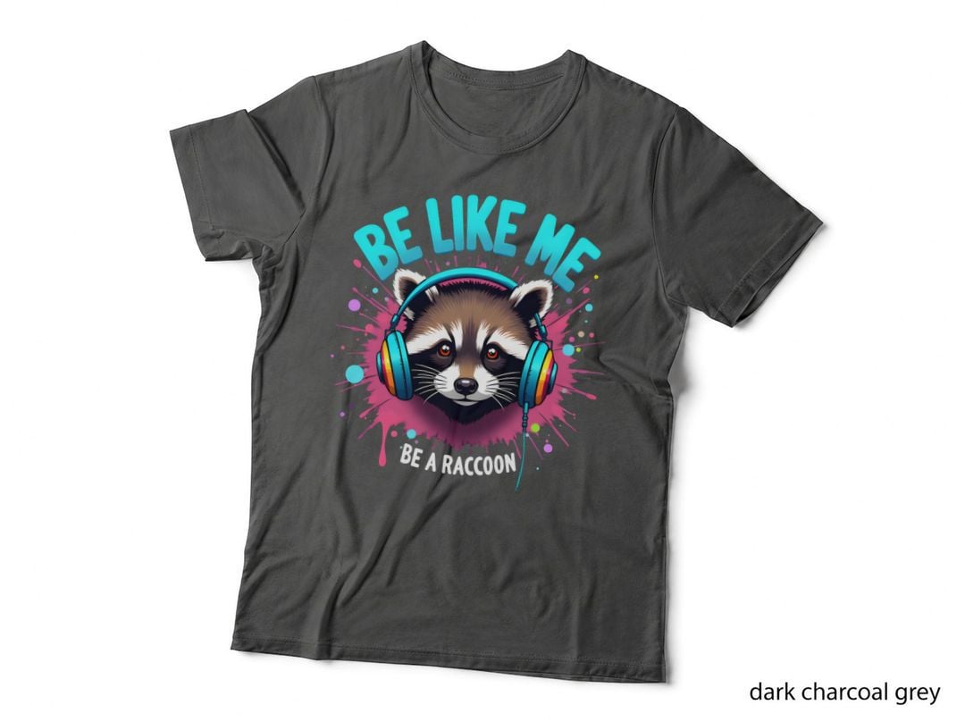 BE LIKE ME Raccoon DJ Paint Splatter Graphic T-Shirt