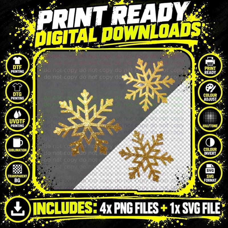 Beautiful Detailed Snowflake T-Shirt Png SVG Digital Bundle