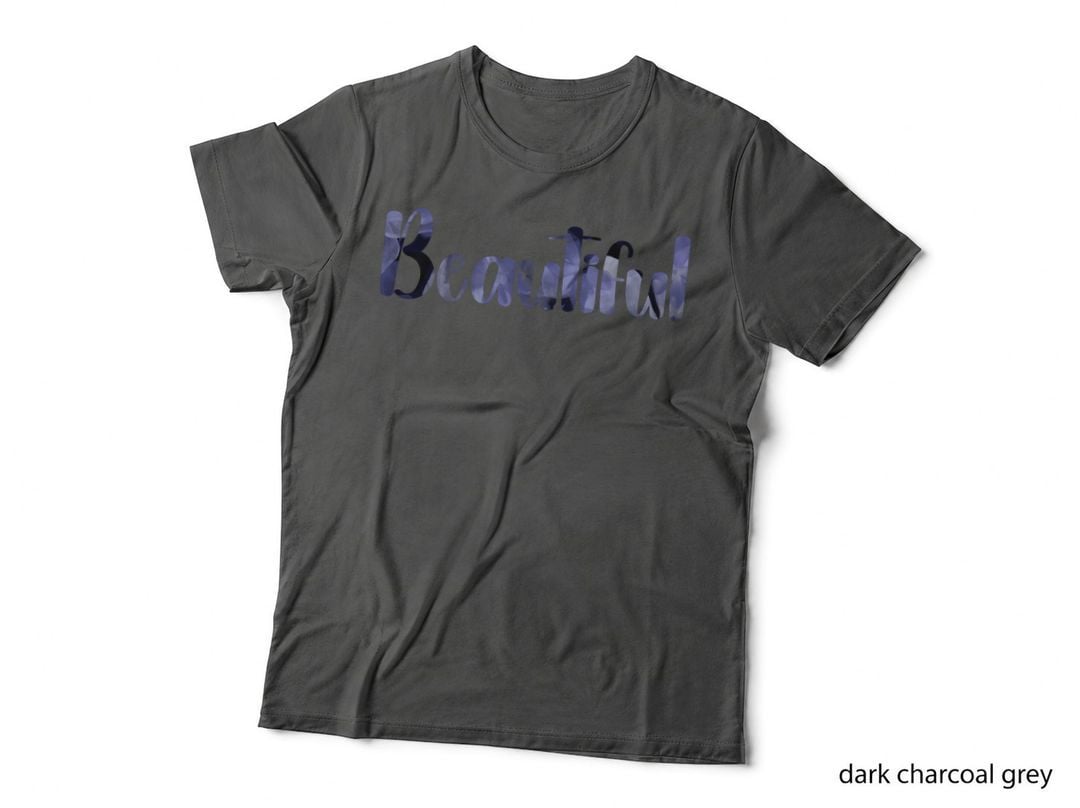 Beautiful Marbled Blue Cursive Script Aesthetic Art T-Shirt