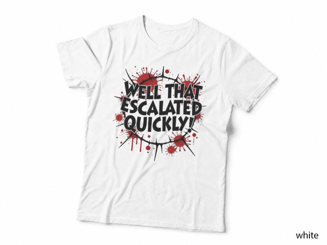 Bold Text Cracked Glass Red Splatter Blood Comic Book Style T-Shirt