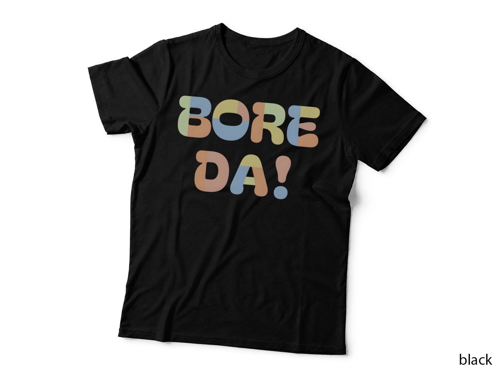 Bore Da Pastel Colors Rounded Letters Stylized Welsh Greeting Graphic T-Shirt