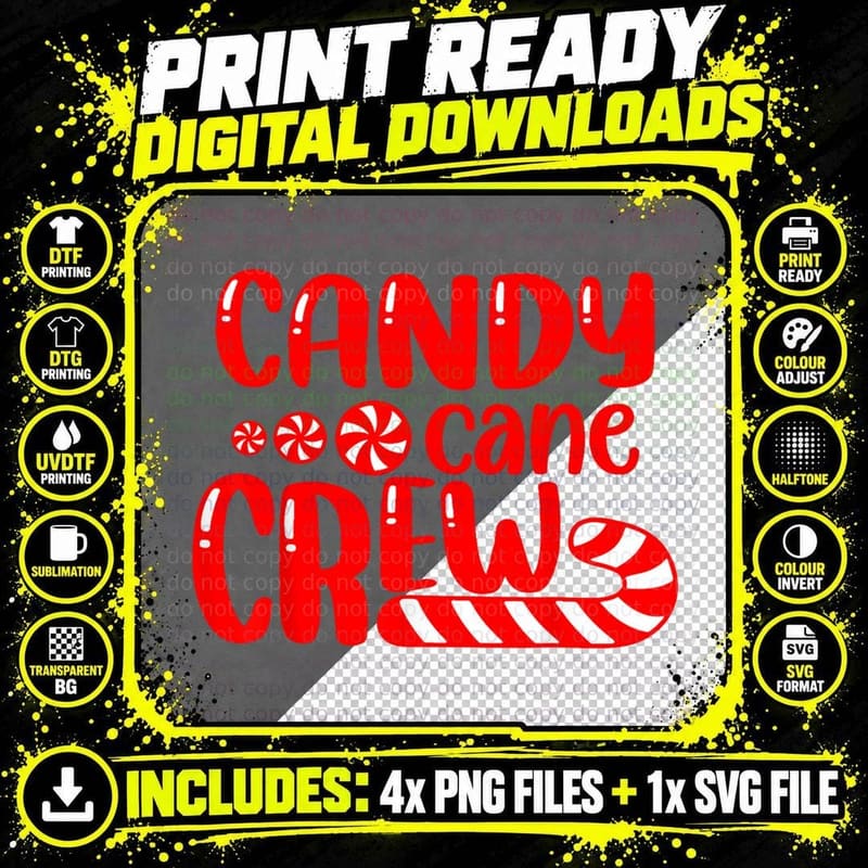 Candy Cane Crew Matching Family Group Candy Lover T-Shirt Png SVG Digital Bundle