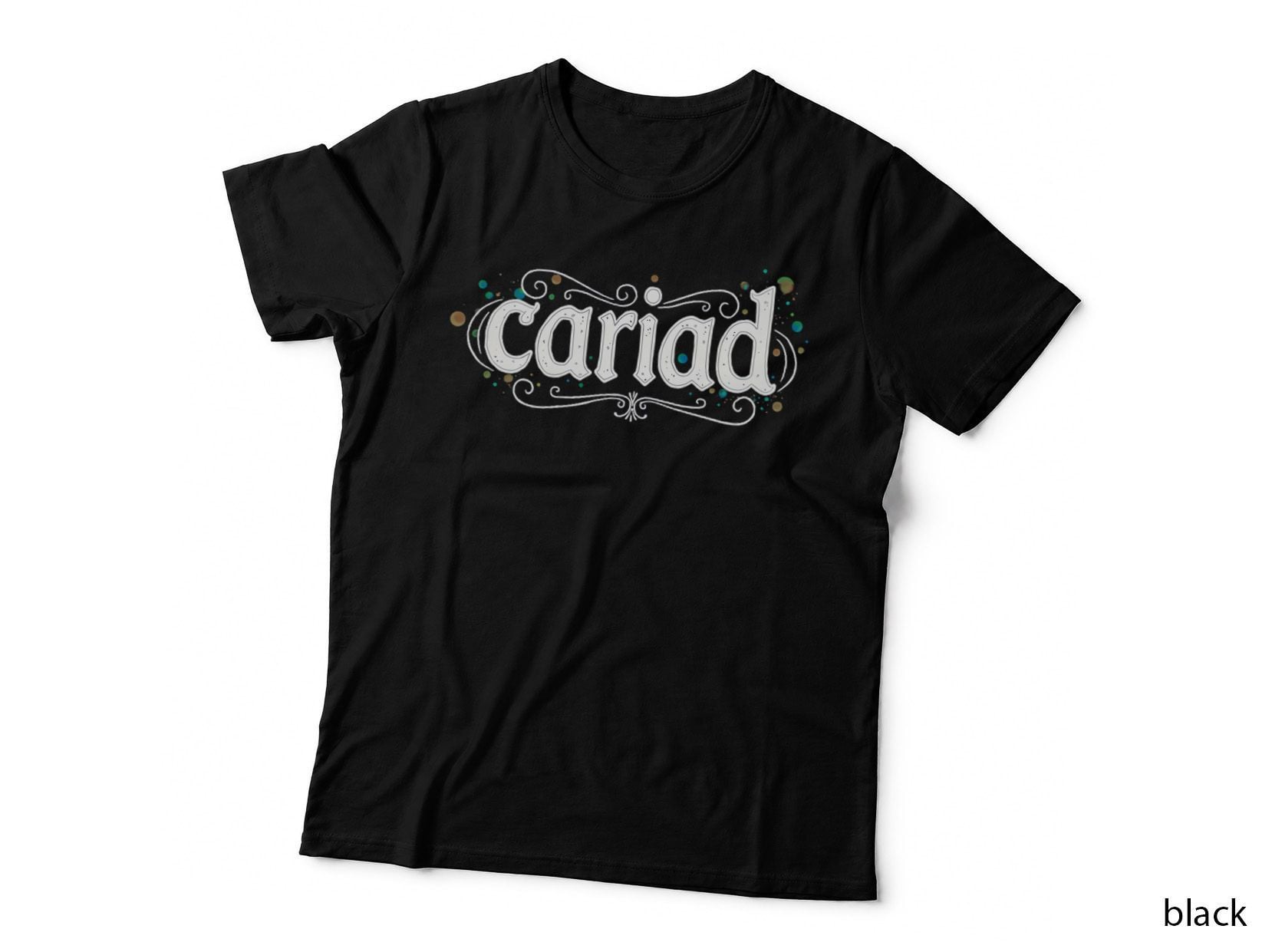 Cariad Welsh Swirl Rainbow Whimsical Caru Cymru Cymraeg Love Statement T-Shirt
