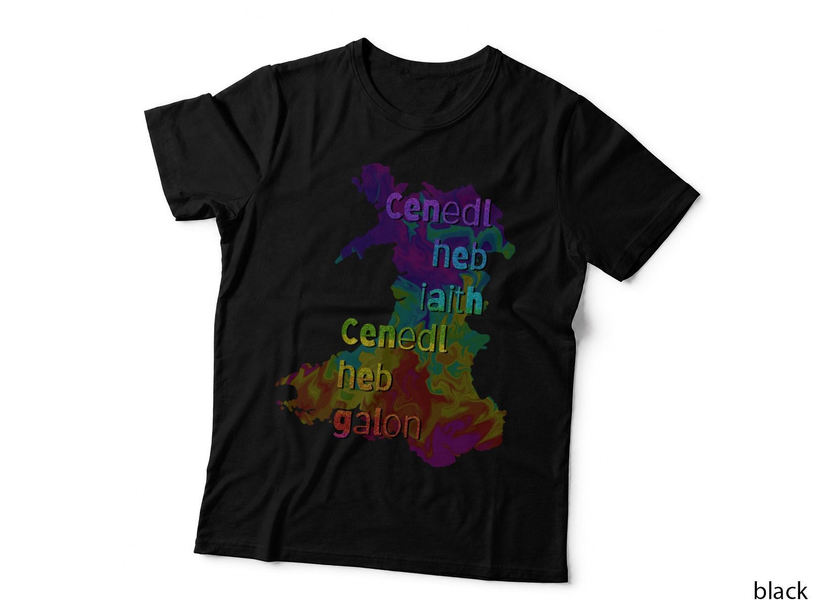 Cenedl Heb Iaith Cenedl Heb Galon Swirly Gradient Map Welsh Proverb T-Shirt