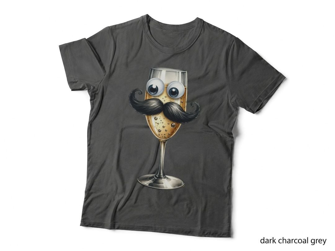 Champagne Flute with Mustache and Googly Eyes New Year's Eve T-Shirt