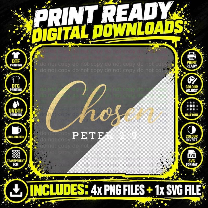 Chosen Peter 2.9 Gold Cursive Serif Font T-Shirt Png SVG Digital Bundle