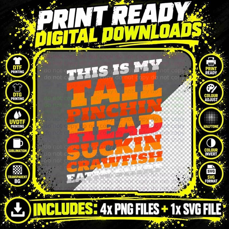 Crawfish Boil Party Tail Pinchin Head Suckin Crawfish Png SVG Digital Bundle