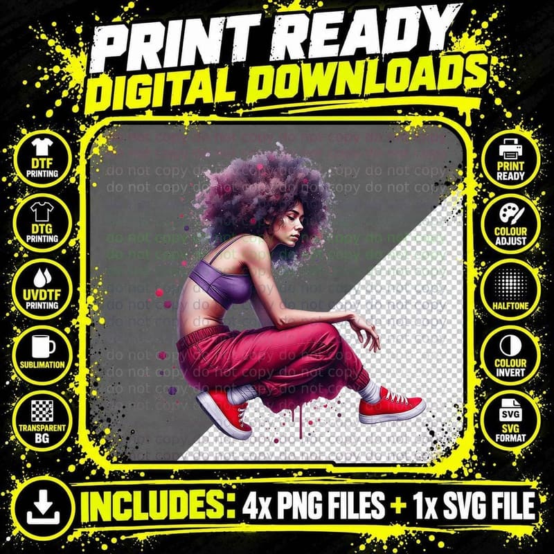 Creative Street Dancer Urban Art Style Expression T-Shirt Png SVG Digital Bundle
