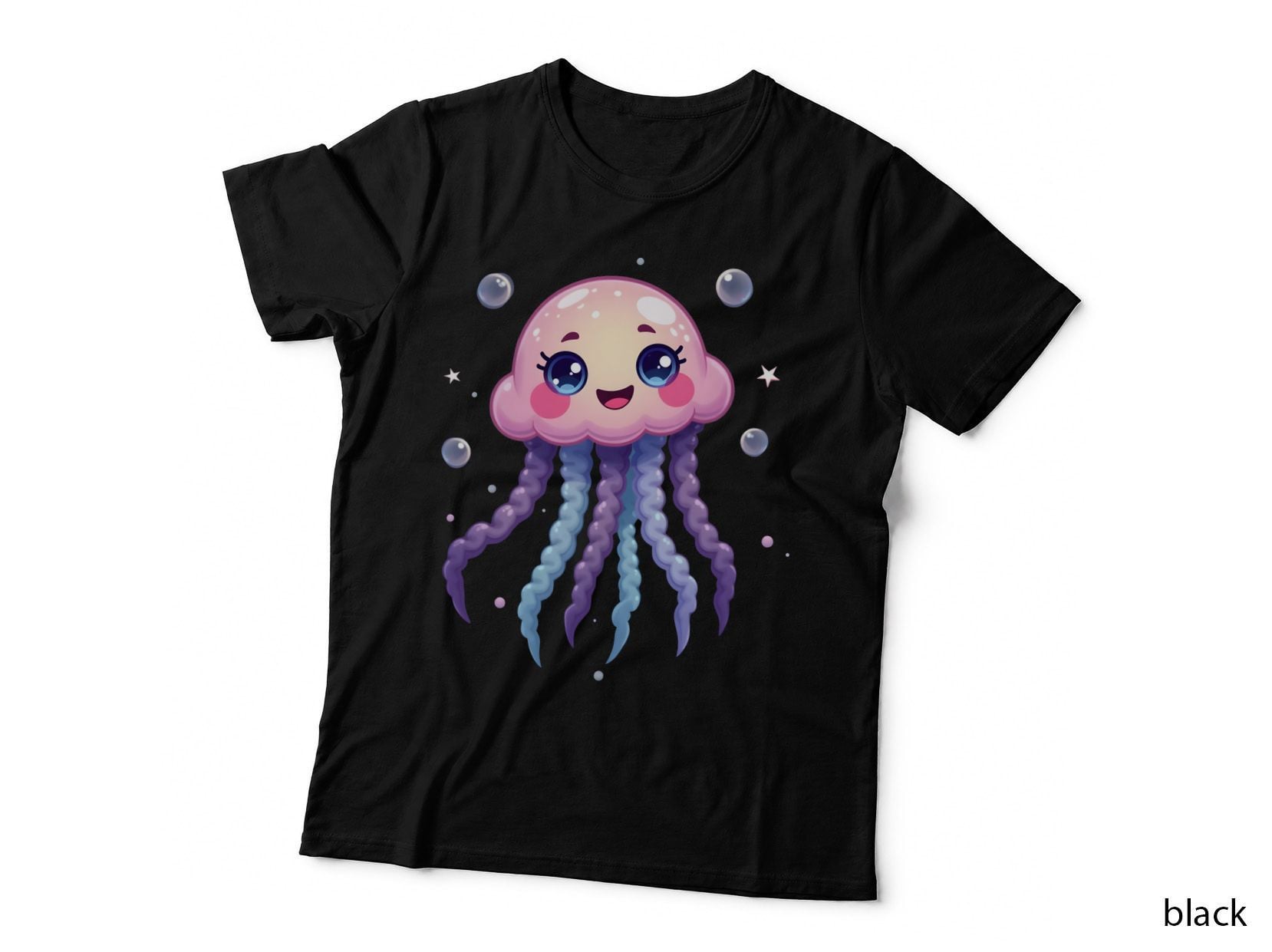 Cute Pastel Jellyfish, Smiling Face, Starry Eyes, Ocean Life T-Shirt