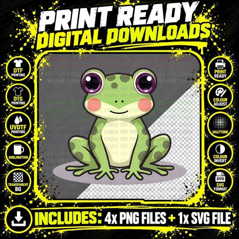 Cute Smiling Frog T-Shirt Png SVG Digital Bundle