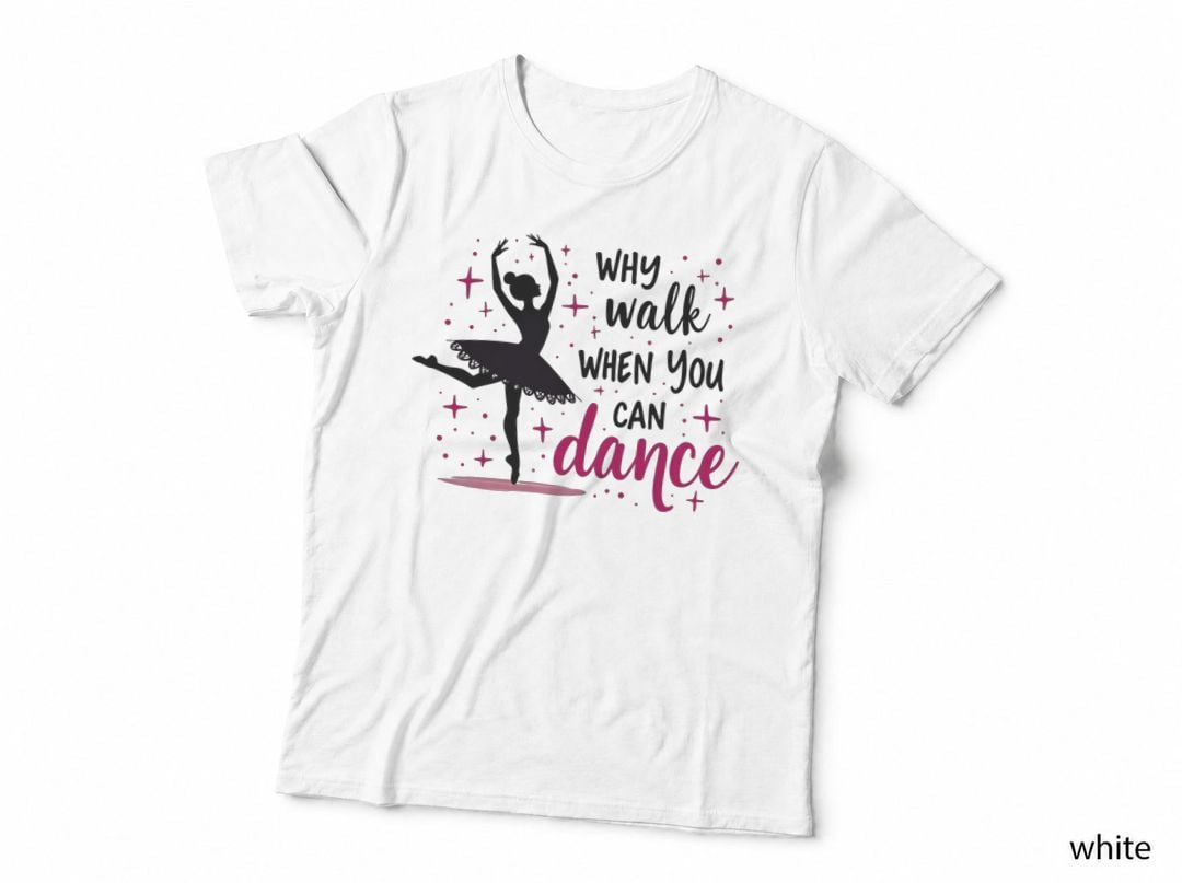 Dancing Ballerina Silhouette Pink Stars & Dots Dance Lover T-Shirt