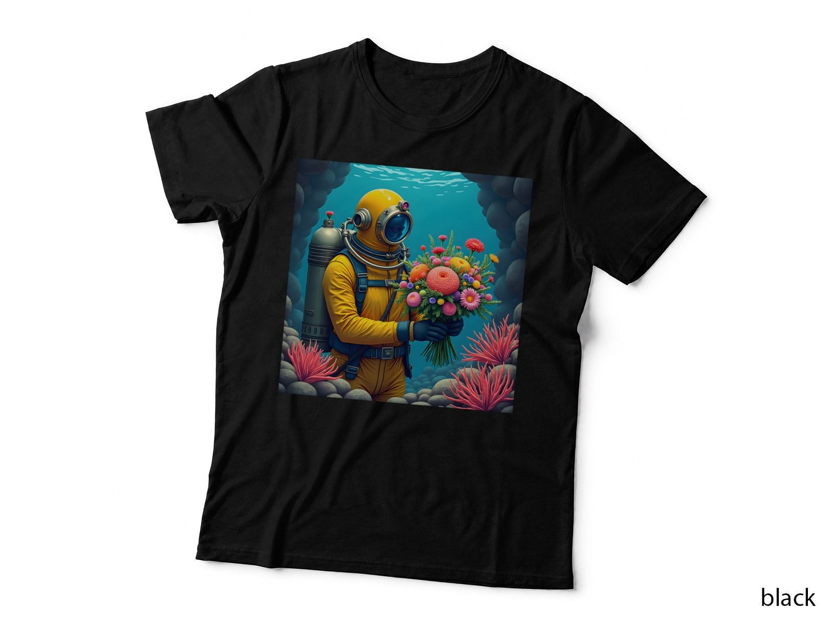 Deep-Sea Diver Arranging a Bouquet T-Shirt