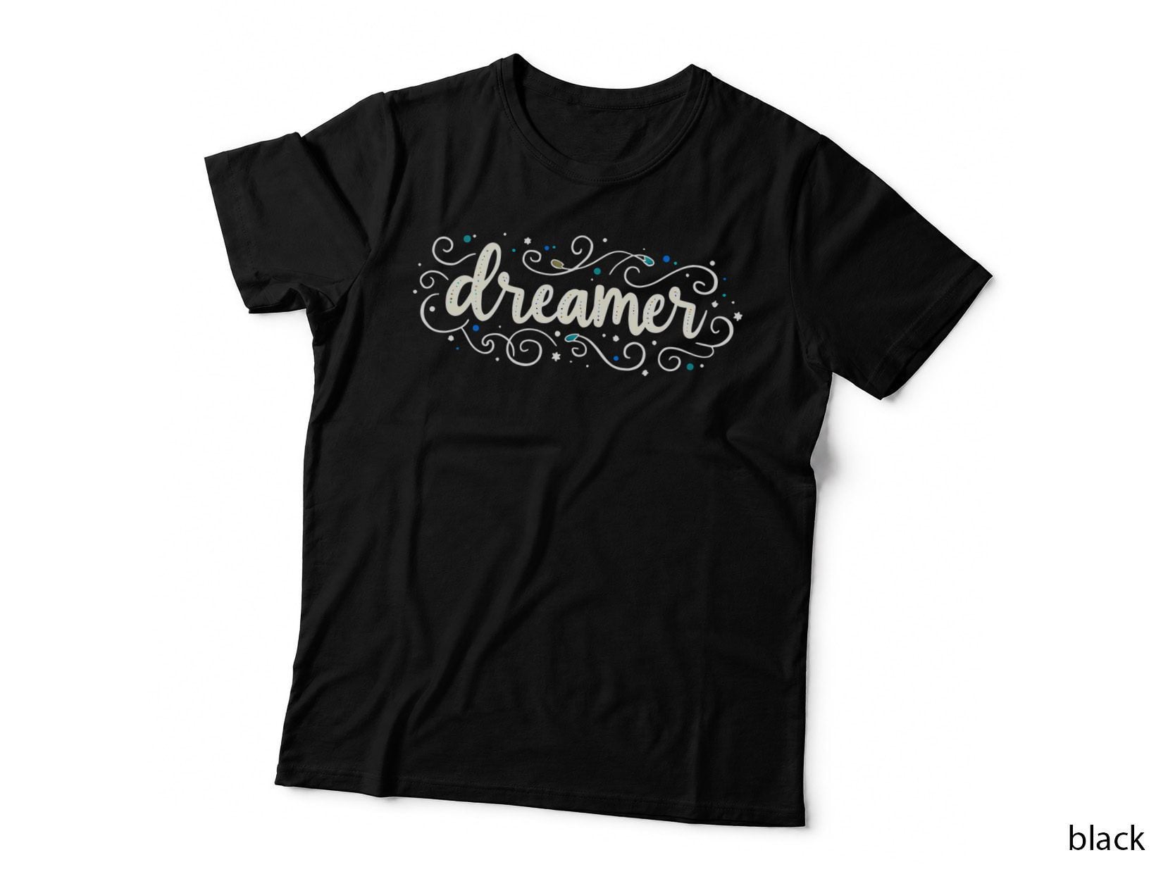 Dreamer Cursive Dark Blue Swirls T-Shirt