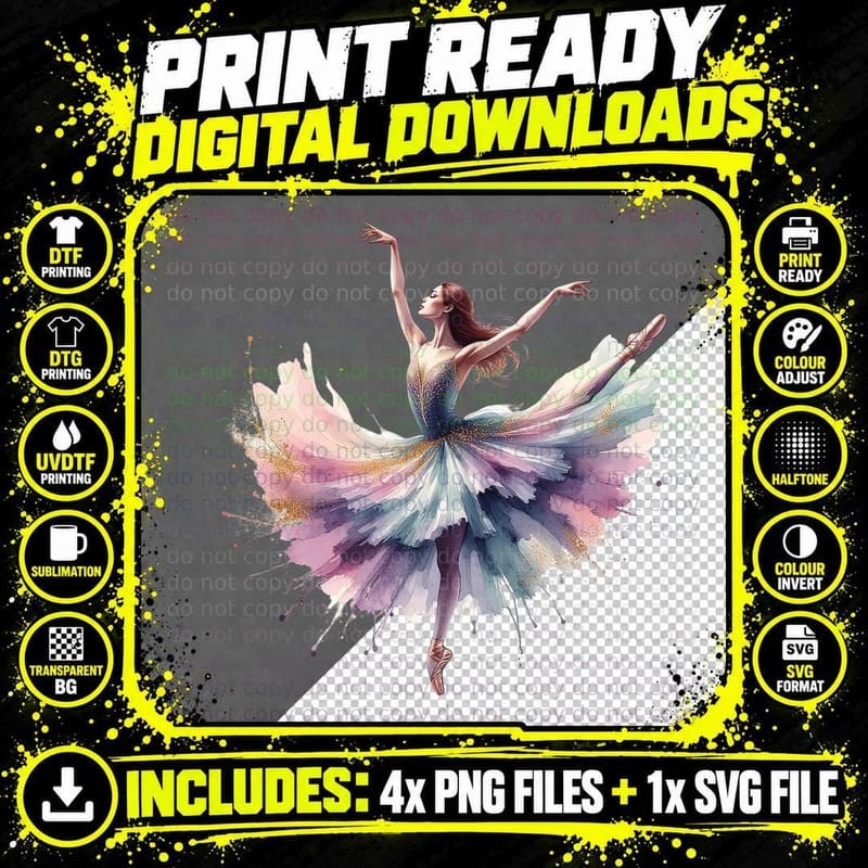Elegant Ballet Dancer Graceful Performance Art T-Shirt Png SVG Digital Bundle