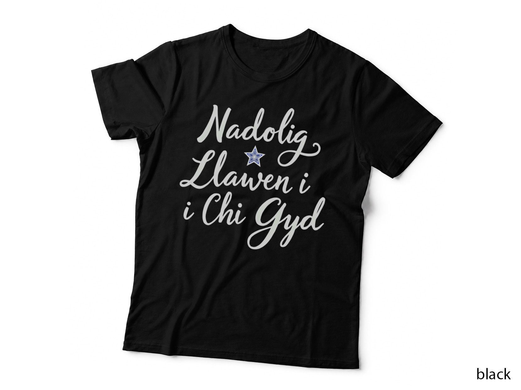 Elegant Hand-Lettered Nadolig Llawen T-Shirt