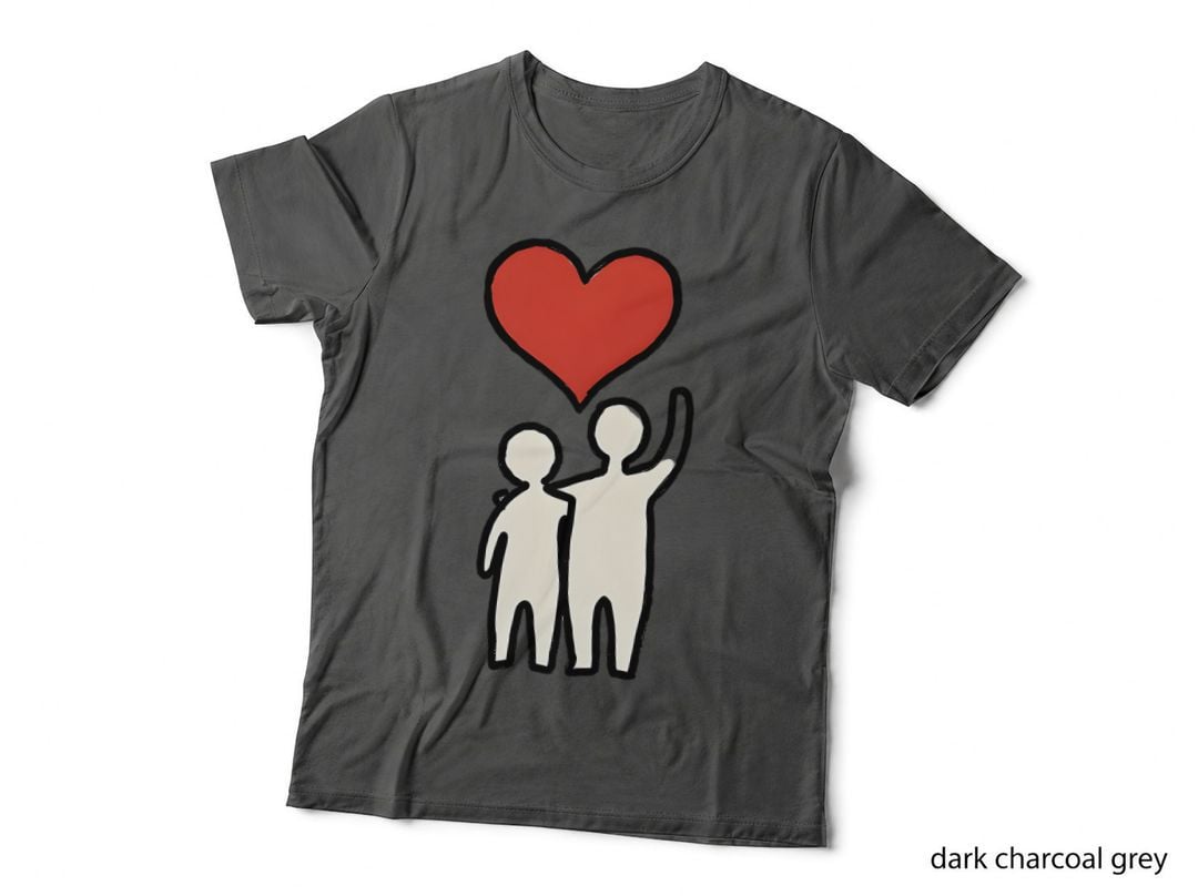 Family Love Silhouette Red Heart Brush Strokes Minimalist Black T-Shirt
