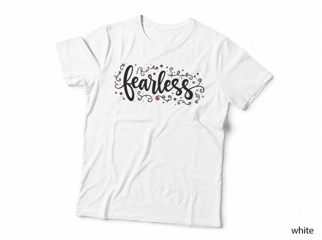 Fearless Cursive Swirling Patterns & Dots T-Shirt