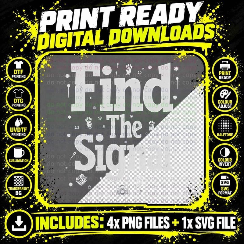 Find the Signal Conspiracy Theory Black and White Png SVG Digital Bundle