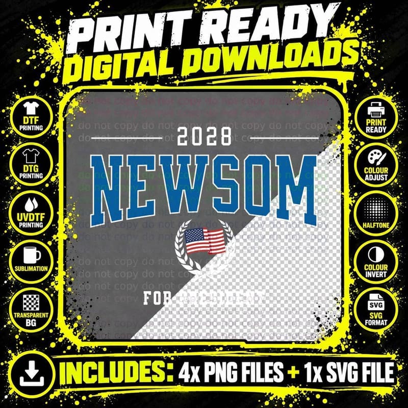 Gavin Newsom 2028 for President Democrat Patriotic US Png SVG Digital Bundle