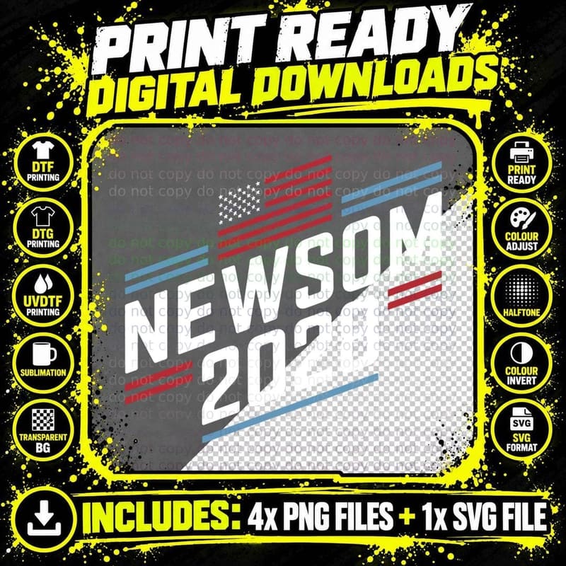 Gavin Newsom for President 2028 Democrat Newsom 2028 Png SVG Digital Bundle