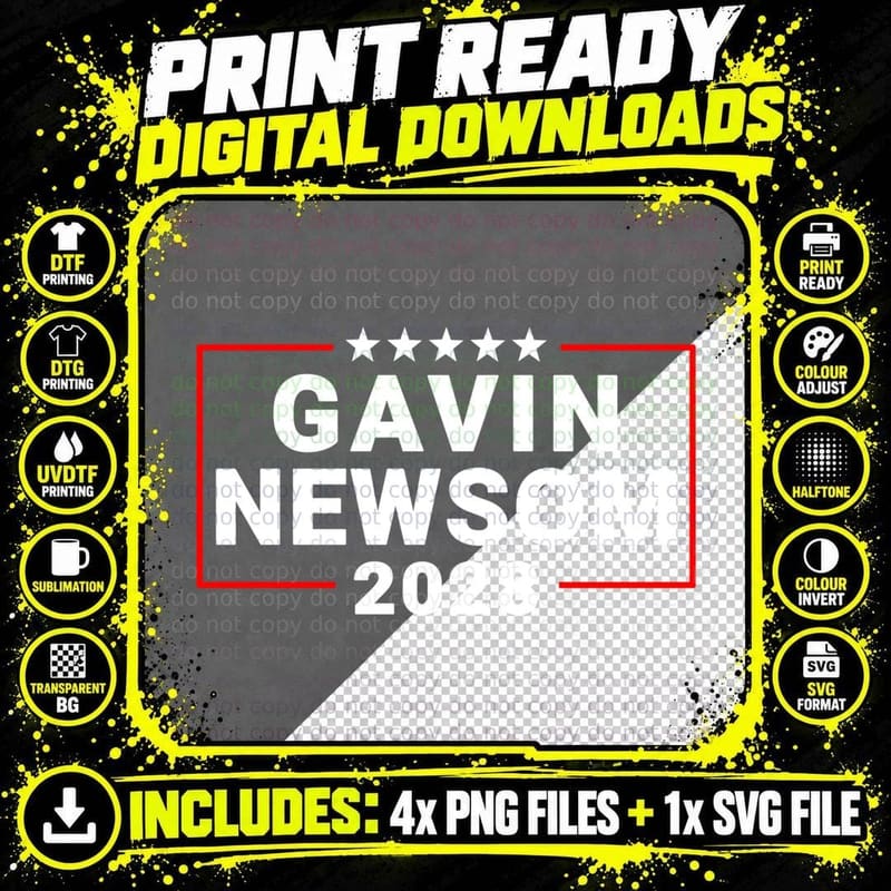 Gavin Newsom for President 2028 Gift T-Shirt Png SVG Digital Bundle