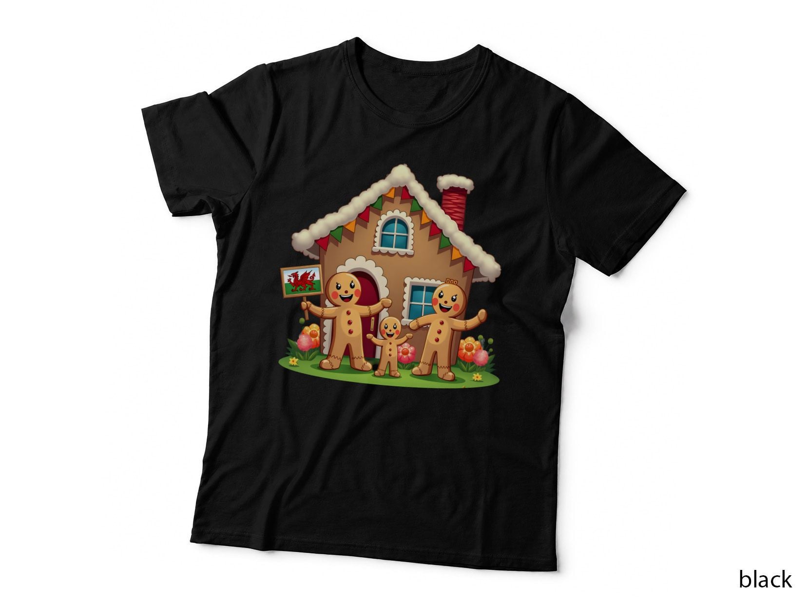 Gingerbread House with Welsh Flags T-Shirt