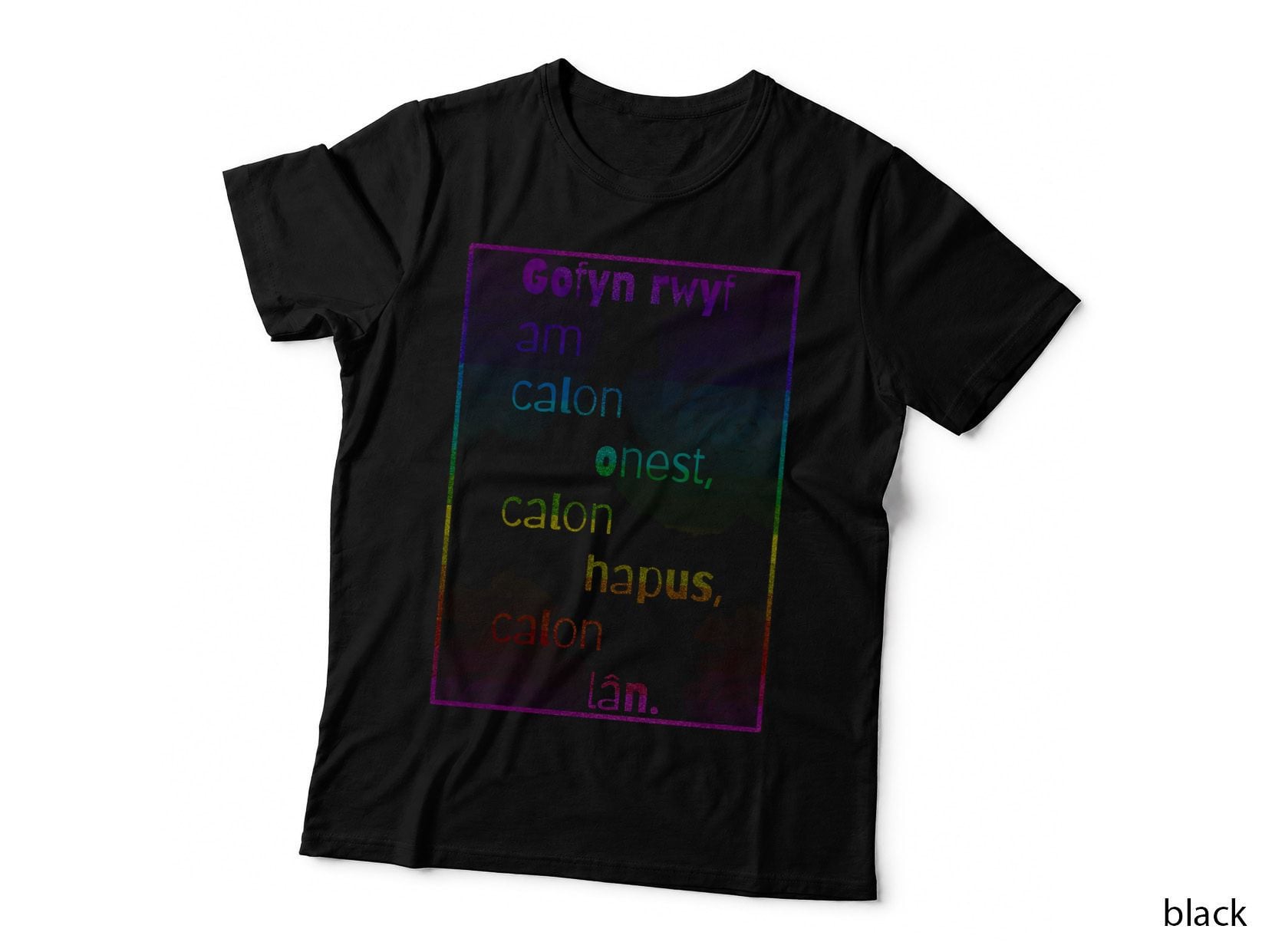 Gofyn Rwyf Am Calon Onest Cymru Cymraeg Rainbow Roses Welsh and Proud T-Shirt