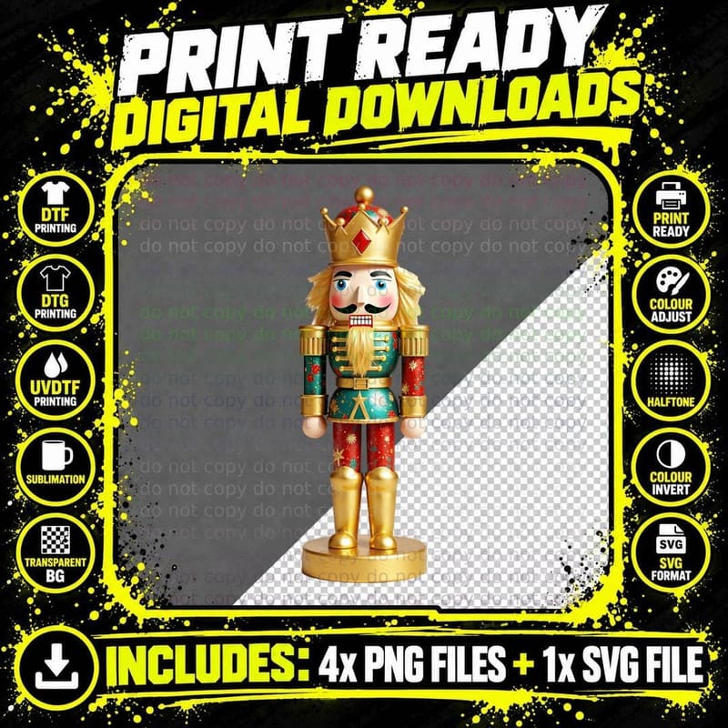 Golden Iridescent Nutcracker 2D T-Shirt Png SVG Digital Bundle