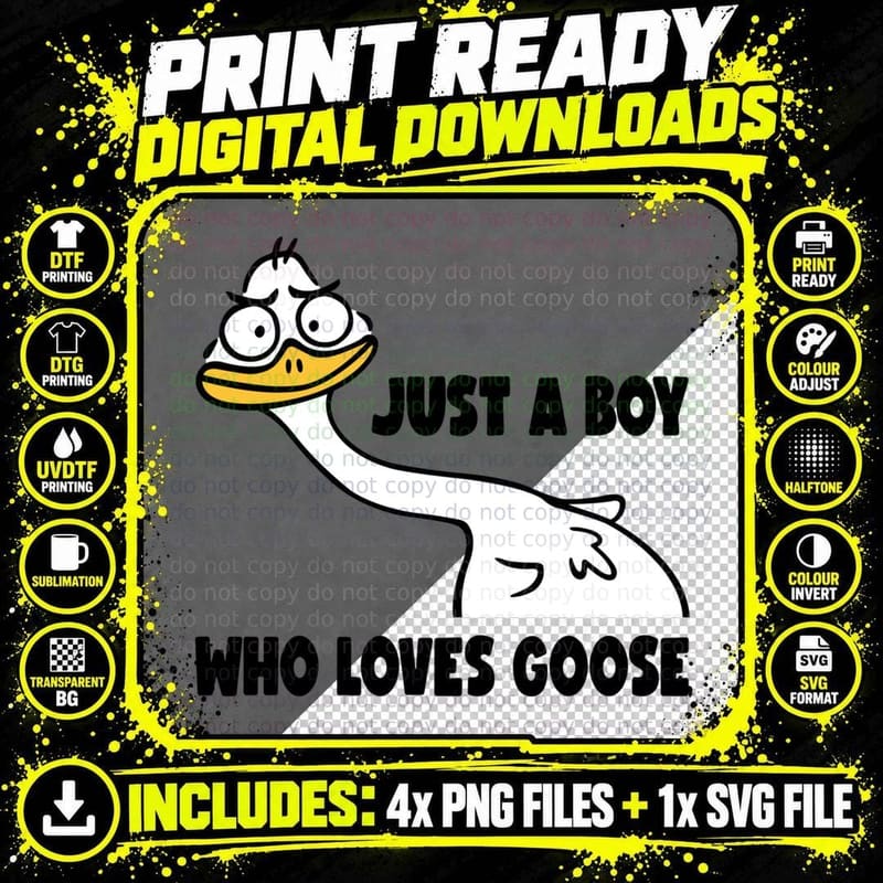 Goose Boy Gift Just a Boy Who Loves Goose Gift T-Shirt Png SVG Digital Bundle