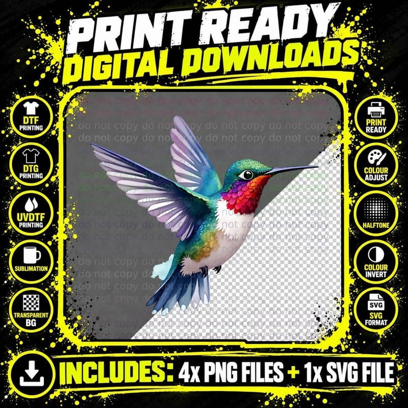 Graceful Hummingbird Birdwatcher T-Shirt Png SVG Digital Bundle