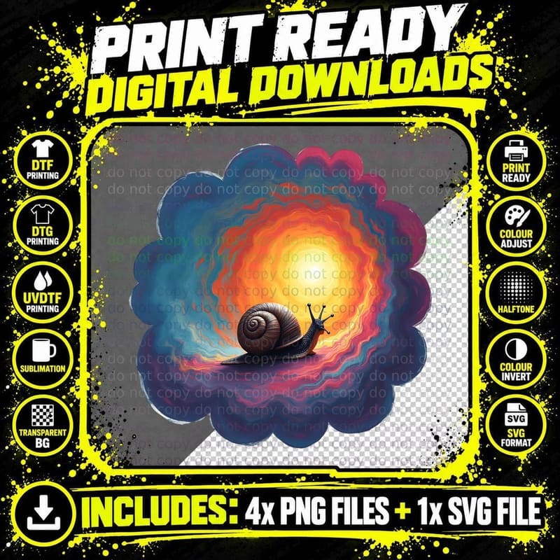 Grumpy Snail Swirling Vortex T-Shirt Png SVG Digital Bundle