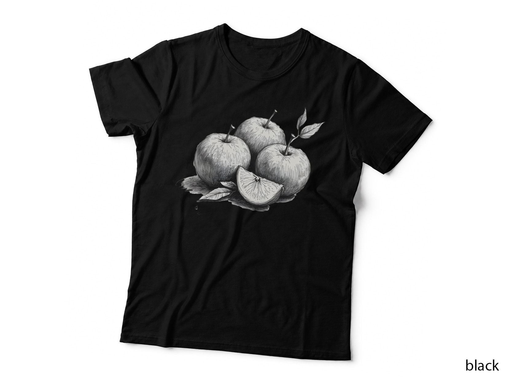 Hand-Drawn Realistic Apples with Sliced Fruit Kitchen & Food T-Shirt