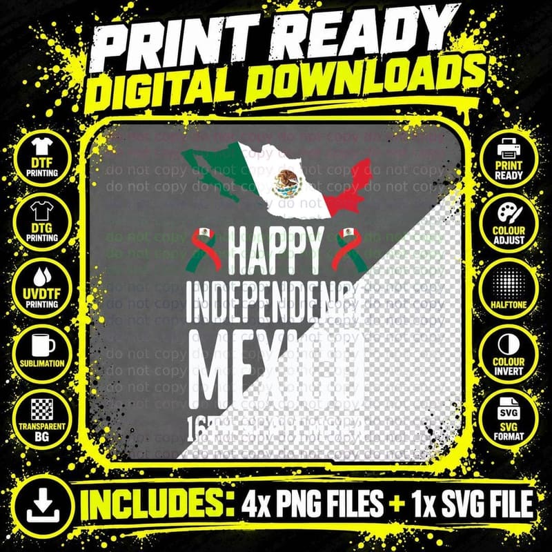 Happy Independence Mexico 16th September La Png SVG Digital Bundle