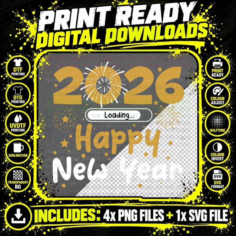 Happy New Year 2026 New Years Party Firework 2026 Png SVG Digital Bundle