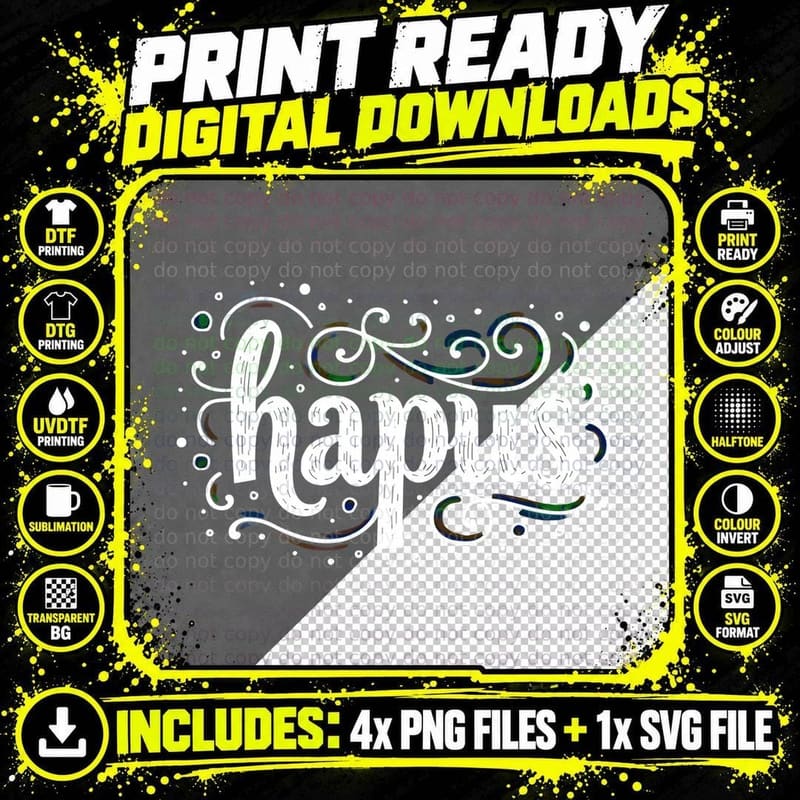 Hapus Welsh Happy Whimsical T-Shirt Png SVG Digital Bundle