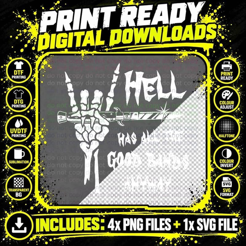 Hell Has All the Good Bands Anyway Devil Horns Png SVG Digital Bundle