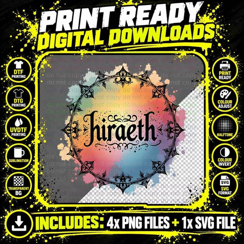 Hiraeth Holographic Pastel Color Wheel Swirls Ornate Png SVG Digital Bundle