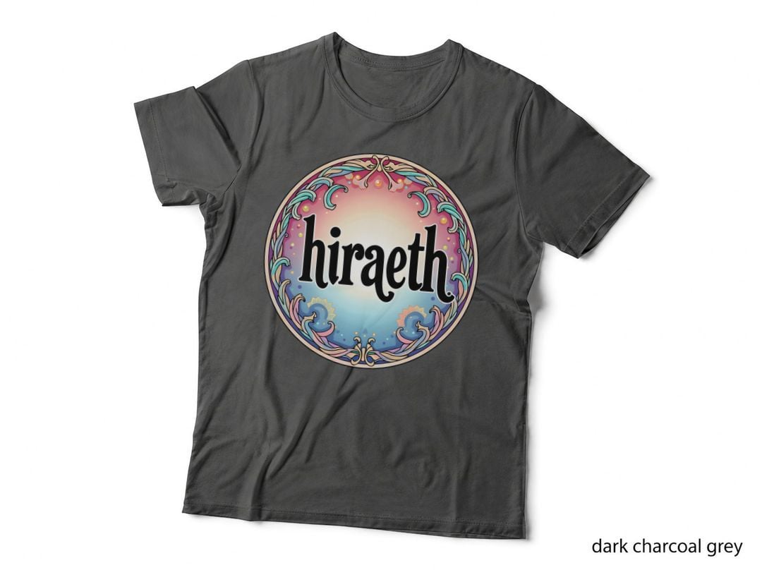 Hiraeth Holographic Welsh Word Ornate Pastel Color Wheel Decorative T-Shirt
