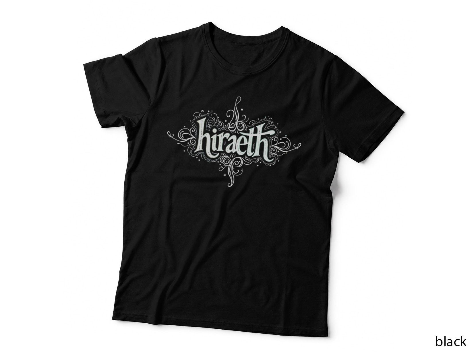 Hiraeth Welsh Swirly Whimsical Caru Cymru Cymraeg Monochrome Statement T-Shirt