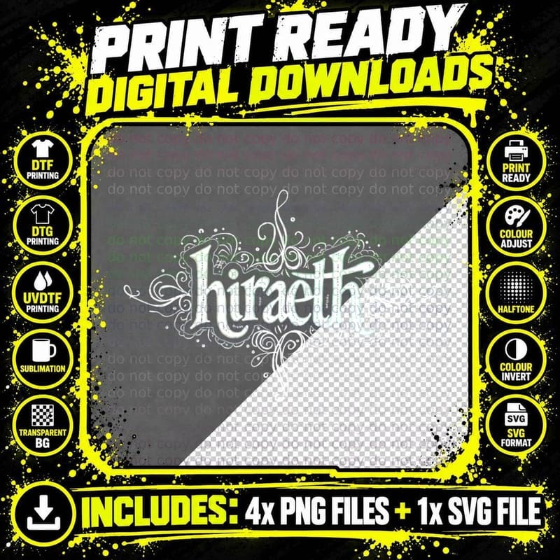 Hiraeth Welsh Swirly Whimsical Caru Cymru Cymraeg Png SVG Digital Bundle