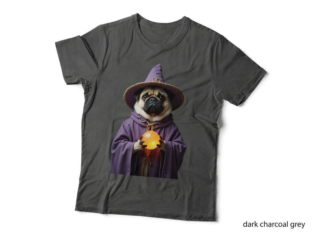 Humorous Pug in a Wizard Robe T-Shirt