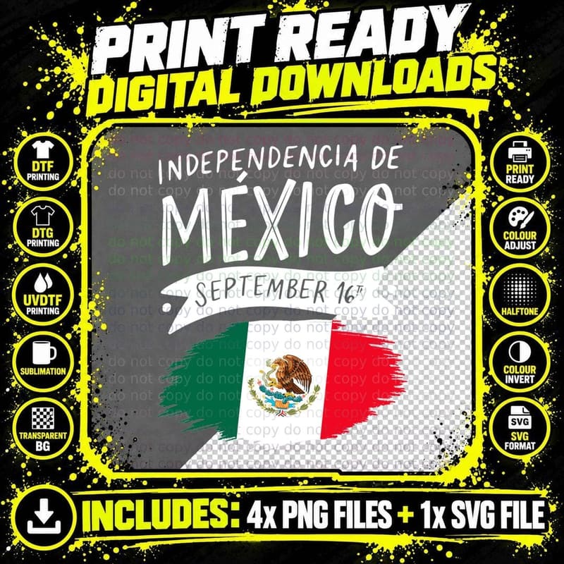 Independencia De Mexico September 16 Day Mexican Flag Png SVG Digital Bundle
