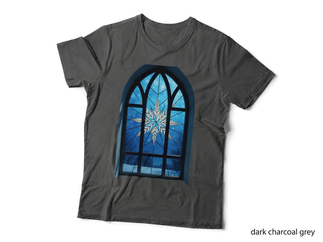 Intricate Blue Stained Glass Snowflake T-Shirt