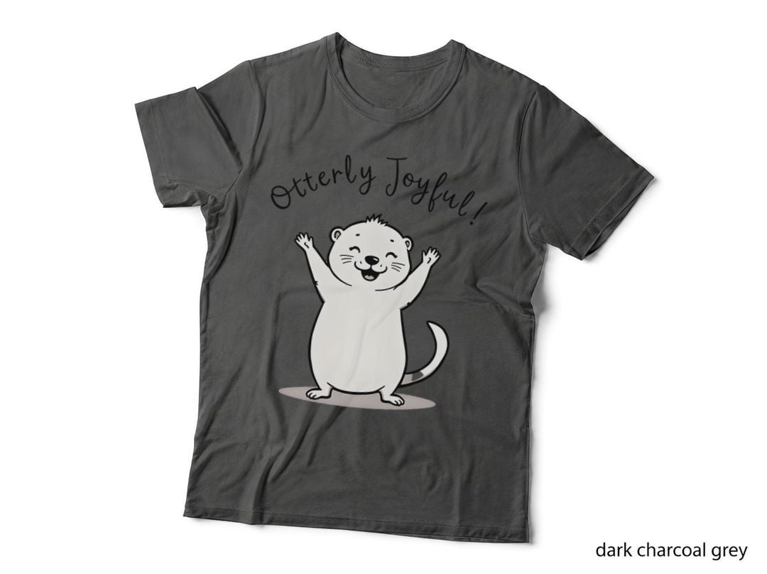 Joyful Otter Happy Expression Simple Line Drawing Cute Arched Design T-Shirt