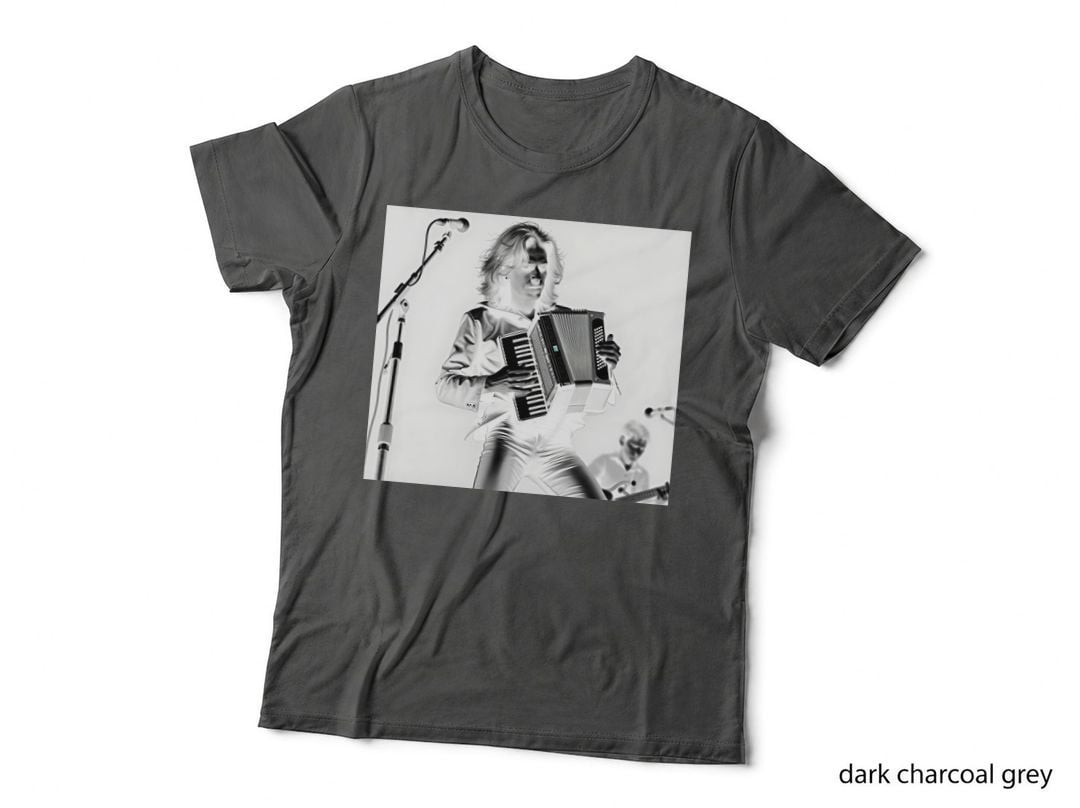 Leather-Clad Rocker Playing Accordion T-Shirt