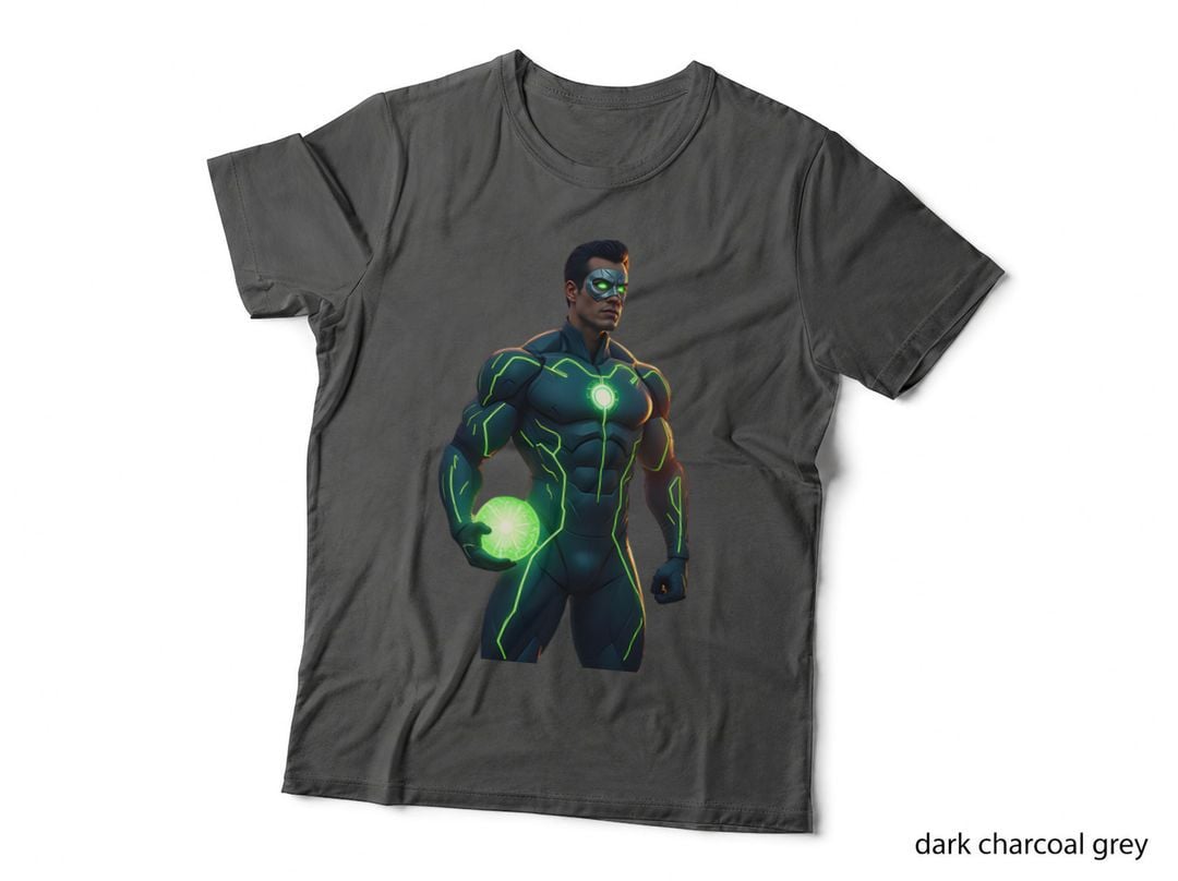 Male Superhero Graphic, Sci-Fi Cityscape Hero Art 4 T-Shirt