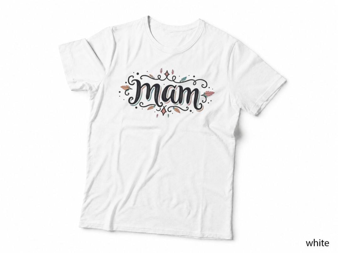 Mam Welsh Swirly Rainbow Whimsical Caru Cymru Cymraeg Bright Uplifting T-Shirt