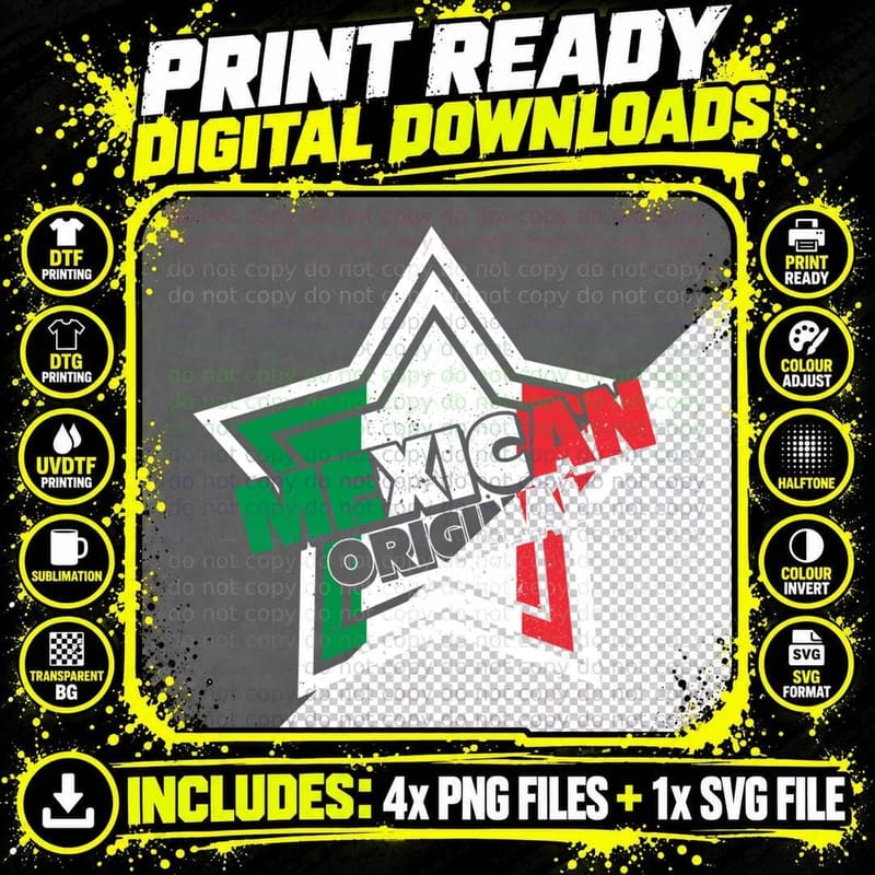 Mexican Original Star Mexico Independence La Png SVG Digital Bundle
